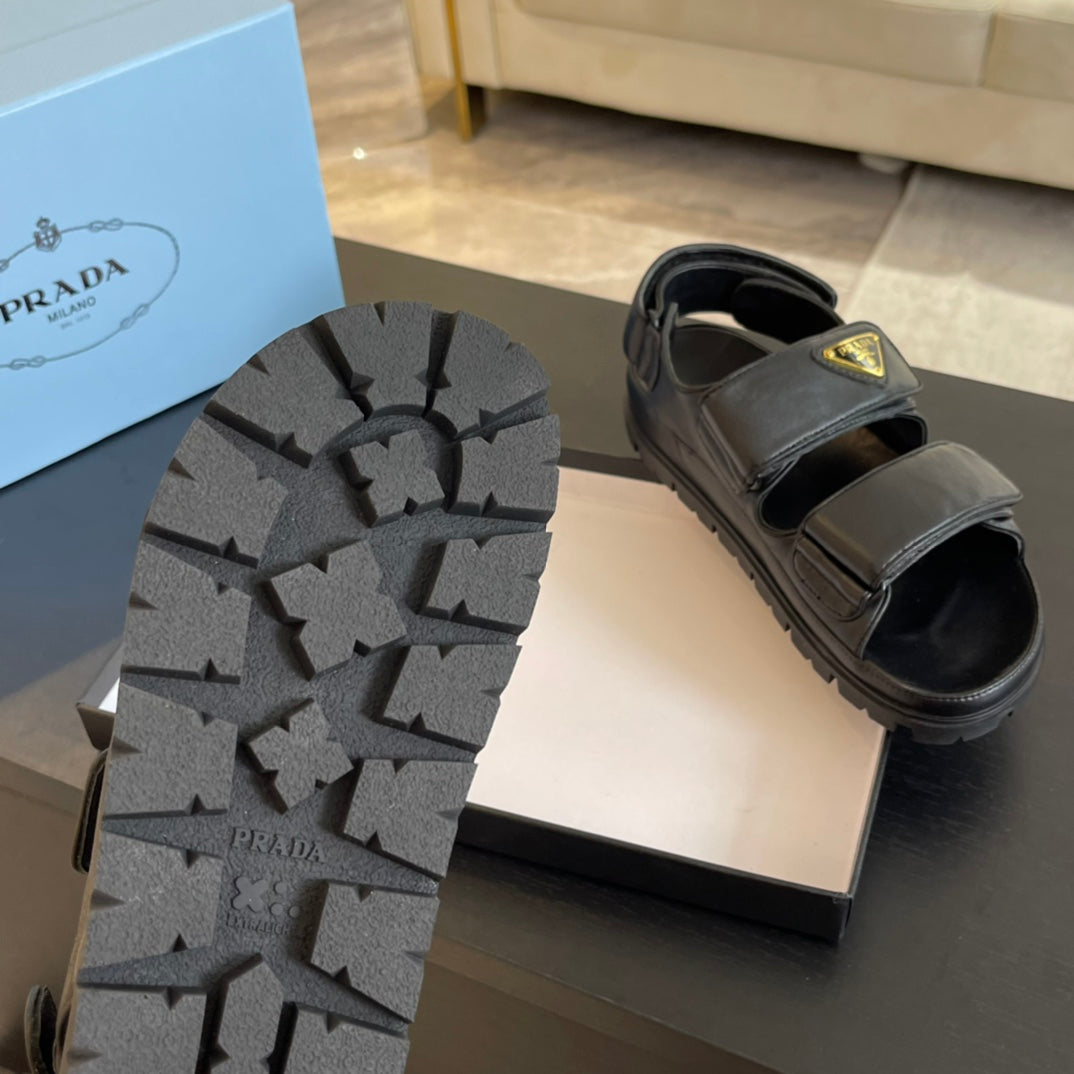 PRA FLAT NAPPA SANDALS BLACK LAMBSKIN - 35
