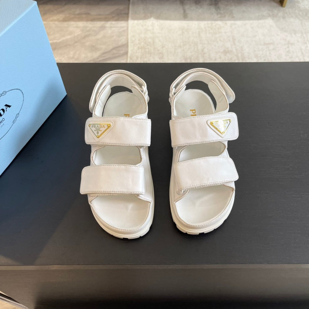 PRA FLAT NAPPA SANDALS WHITE LAMBSKIN - 35