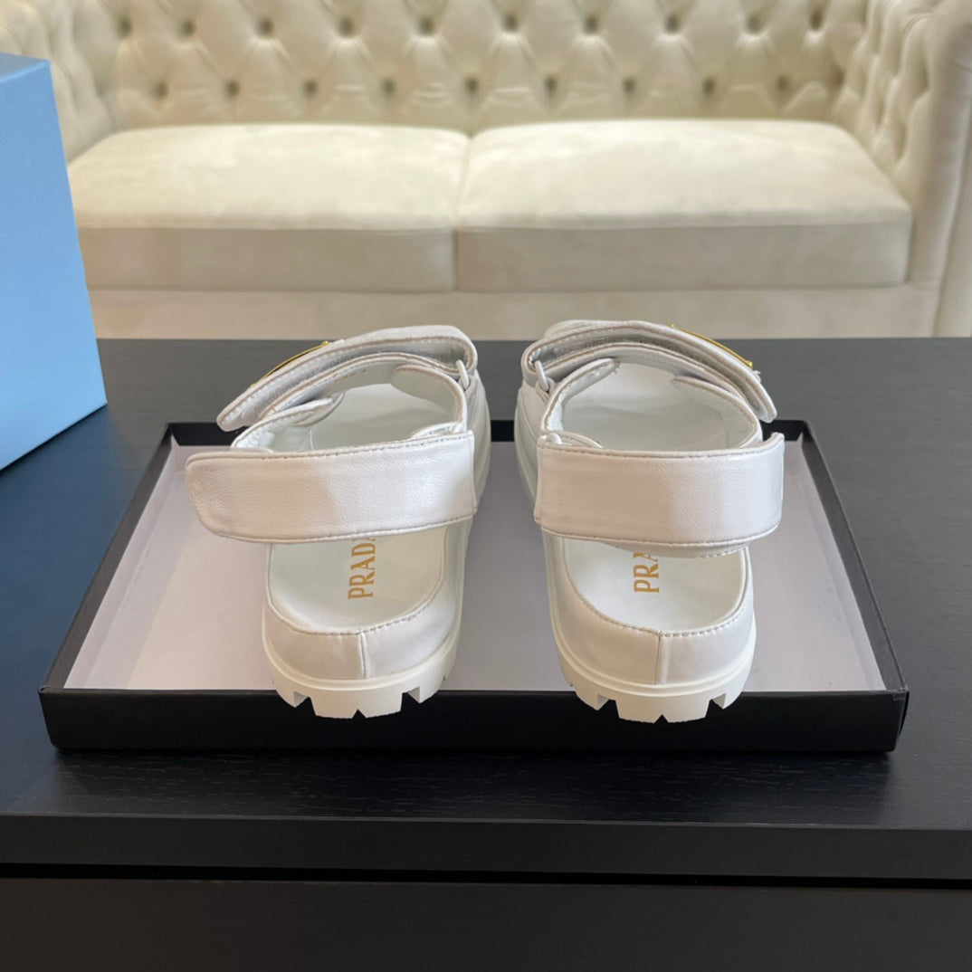 PRA FLAT NAPPA SANDALS WHITE LAMBSKIN - 35