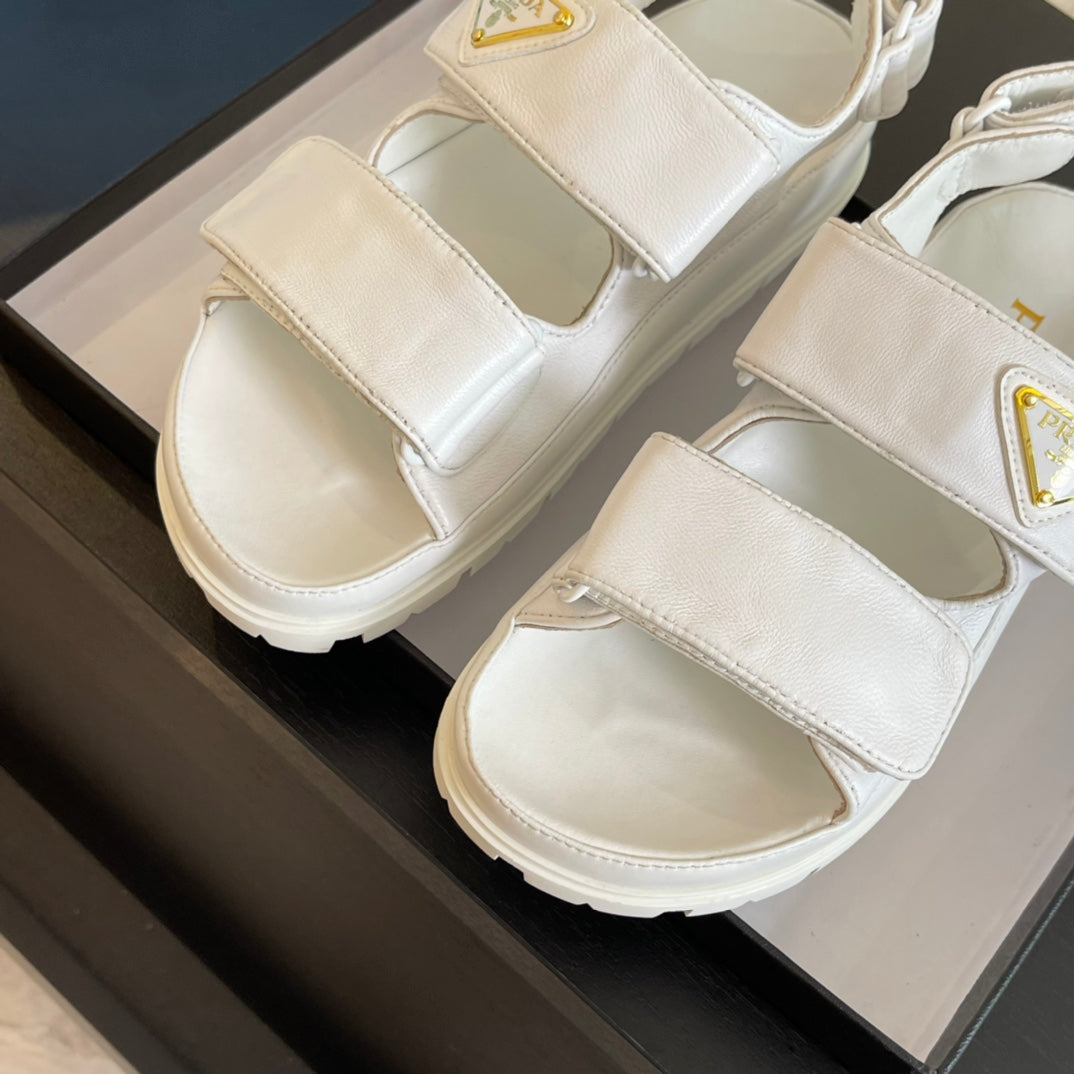 PRA FLAT NAPPA SANDALS WHITE LAMBSKIN - 35