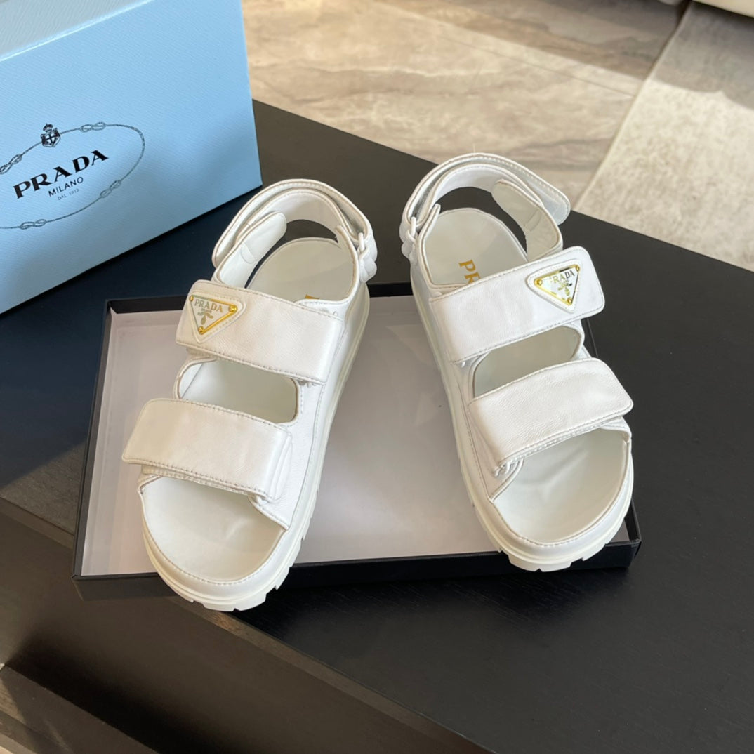 PRA FLAT NAPPA SANDALS WHITE LAMBSKIN - 35