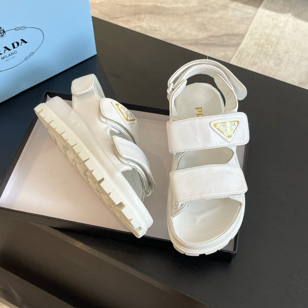 PRA FLAT NAPPA SANDALS WHITE LAMBSKIN - 35