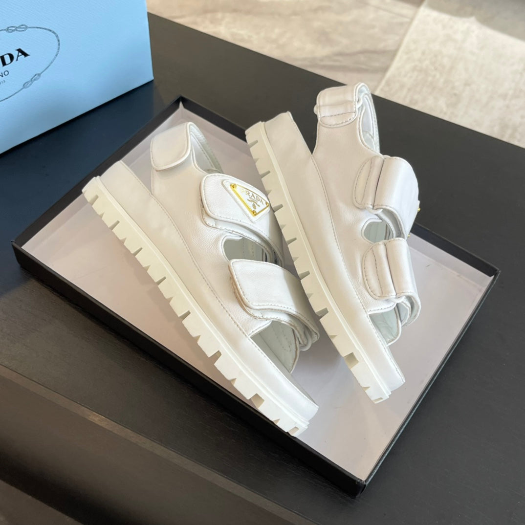 PRA FLAT NAPPA SANDALS WHITE LAMBSKIN - 35
