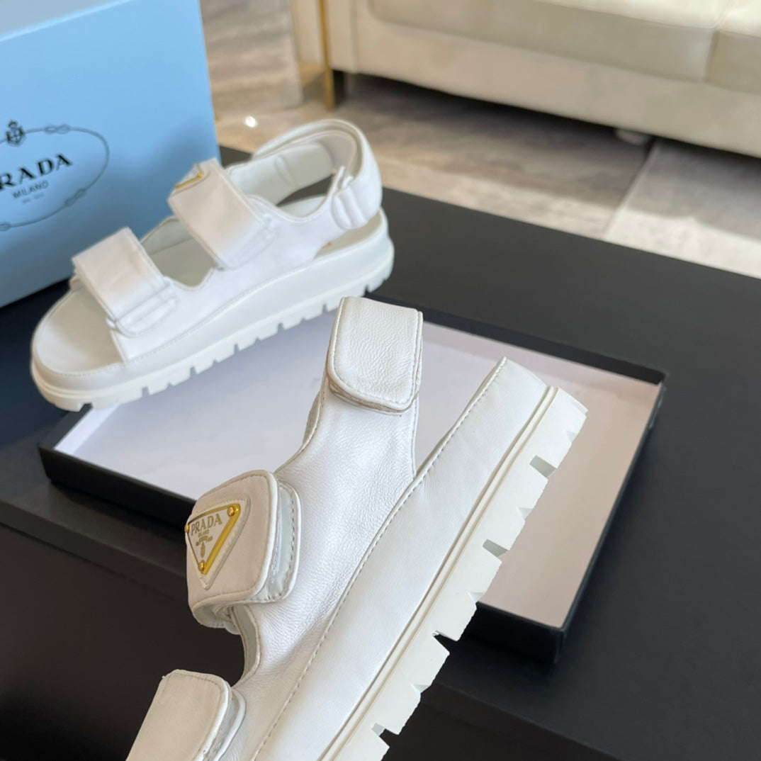 PRA FLAT NAPPA SANDALS WHITE LAMBSKIN - 35