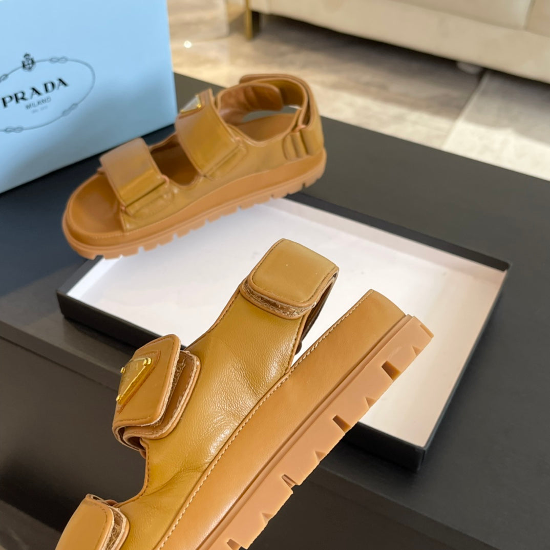 PRA FLAT NAPPA SANDALS BRONZE LAMBSKIN - 35