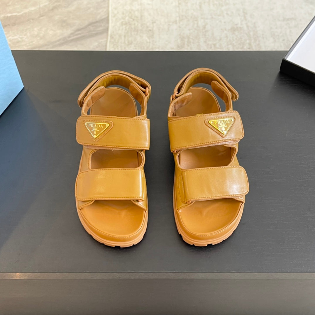 PRA FLAT NAPPA SANDALS BRONZE LAMBSKIN - 35