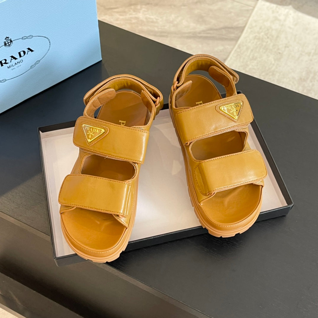 PRA FLAT NAPPA SANDALS BRONZE LAMBSKIN - 35