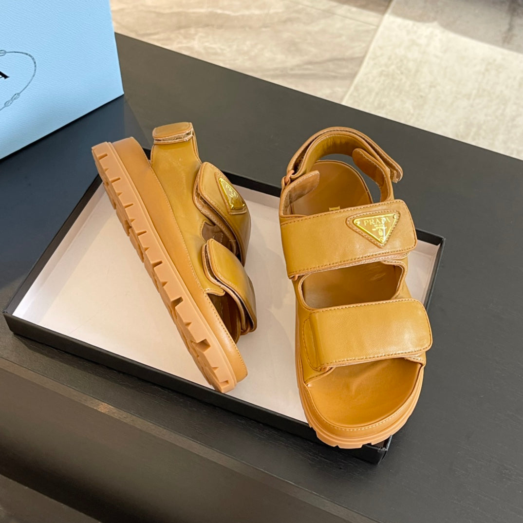 PRA FLAT NAPPA SANDALS BRONZE LAMBSKIN - 35