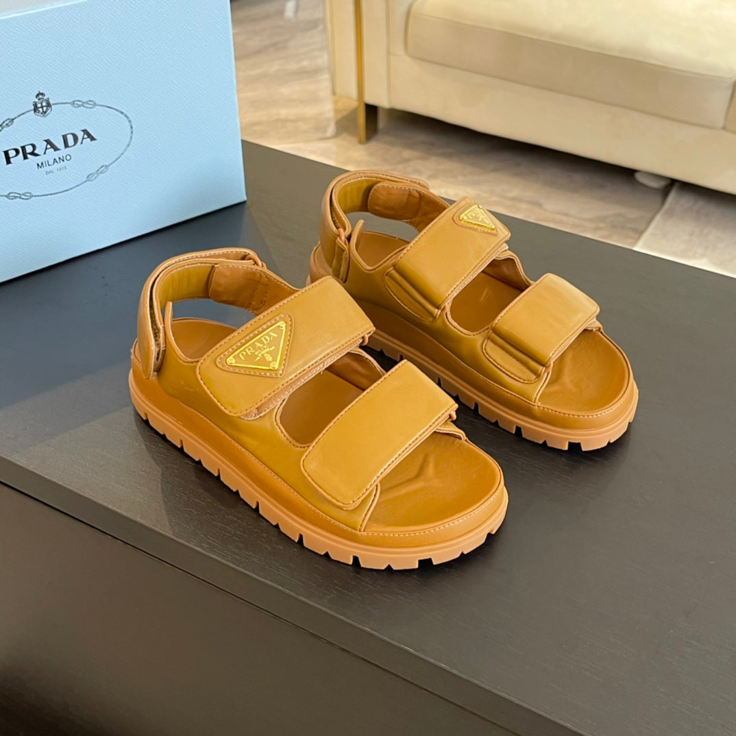 PRA FLAT NAPPA SANDALS BRONZE LAMBSKIN - 35