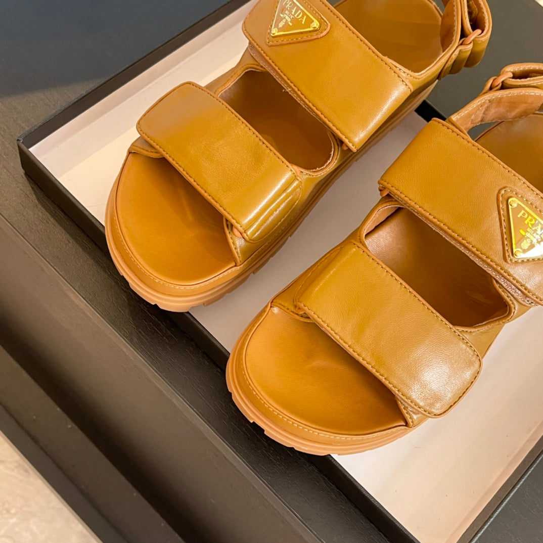 PRA FLAT NAPPA SANDALS BRONZE LAMBSKIN - 35