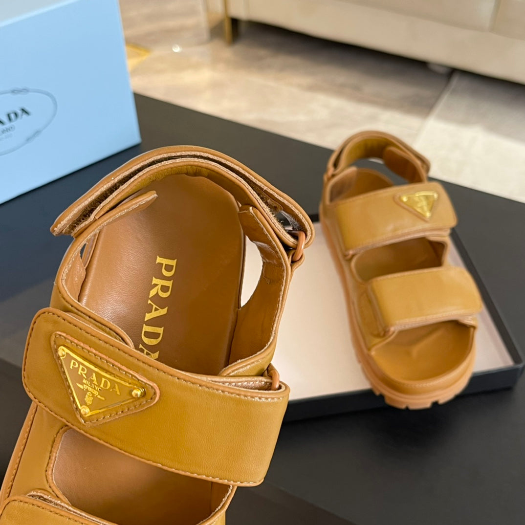 PRA FLAT NAPPA SANDALS BRONZE LAMBSKIN - 35