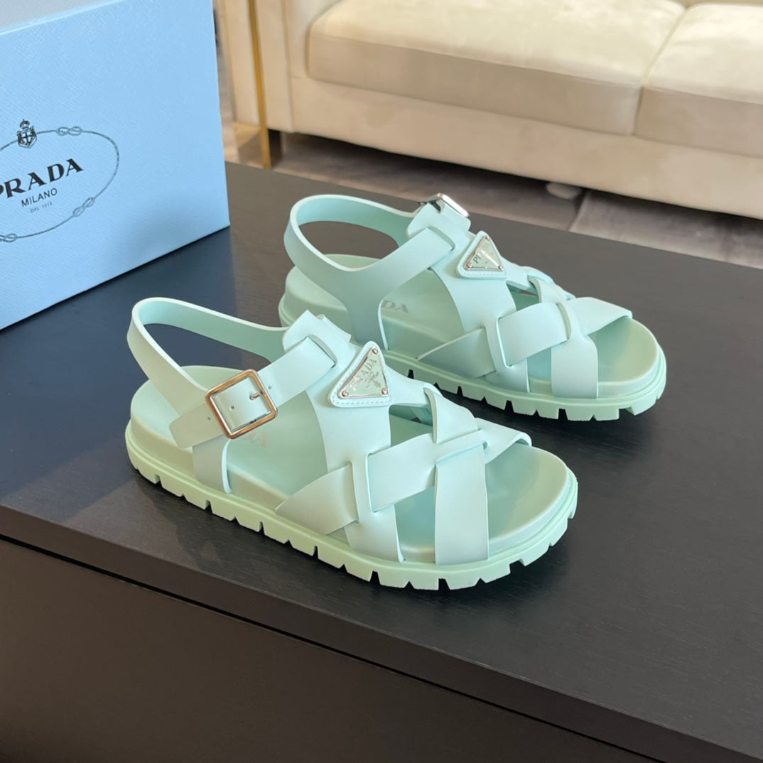 PRA CRISSCROSS RUBBER SANDALS MINT CALFSKIN - 35