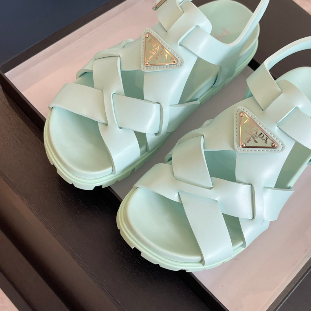 PRA CRISSCROSS RUBBER SANDALS MINT CALFSKIN - 35