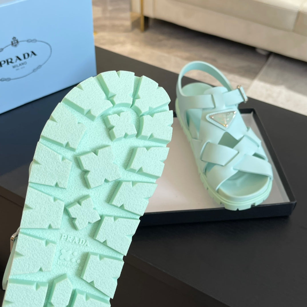 PRA CRISSCROSS RUBBER SANDALS MINT CALFSKIN - 35