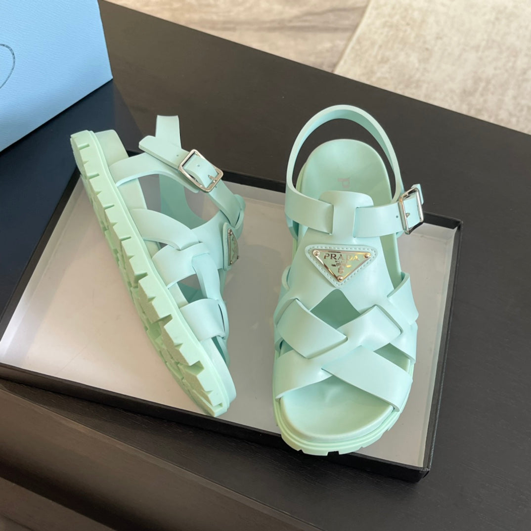 PRA CRISSCROSS RUBBER SANDALS MINT CALFSKIN - 35