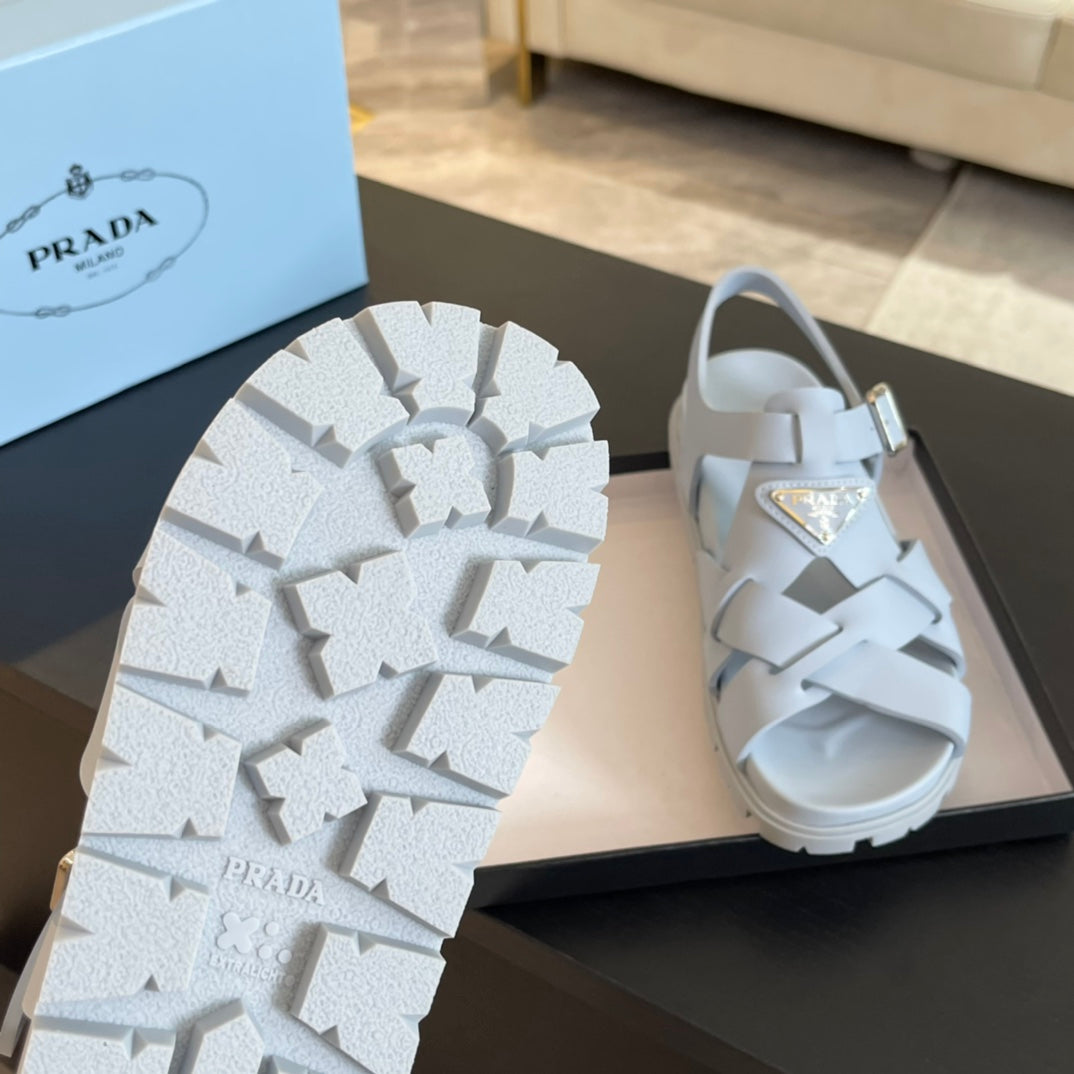 PRA CRISSCROSS RUBBER SANDALS PASTEL SKY CALFSKIN - 35