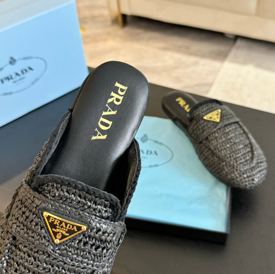PRA CROCHET SPECIAL MULES BLACK LAMBSKIN - 35