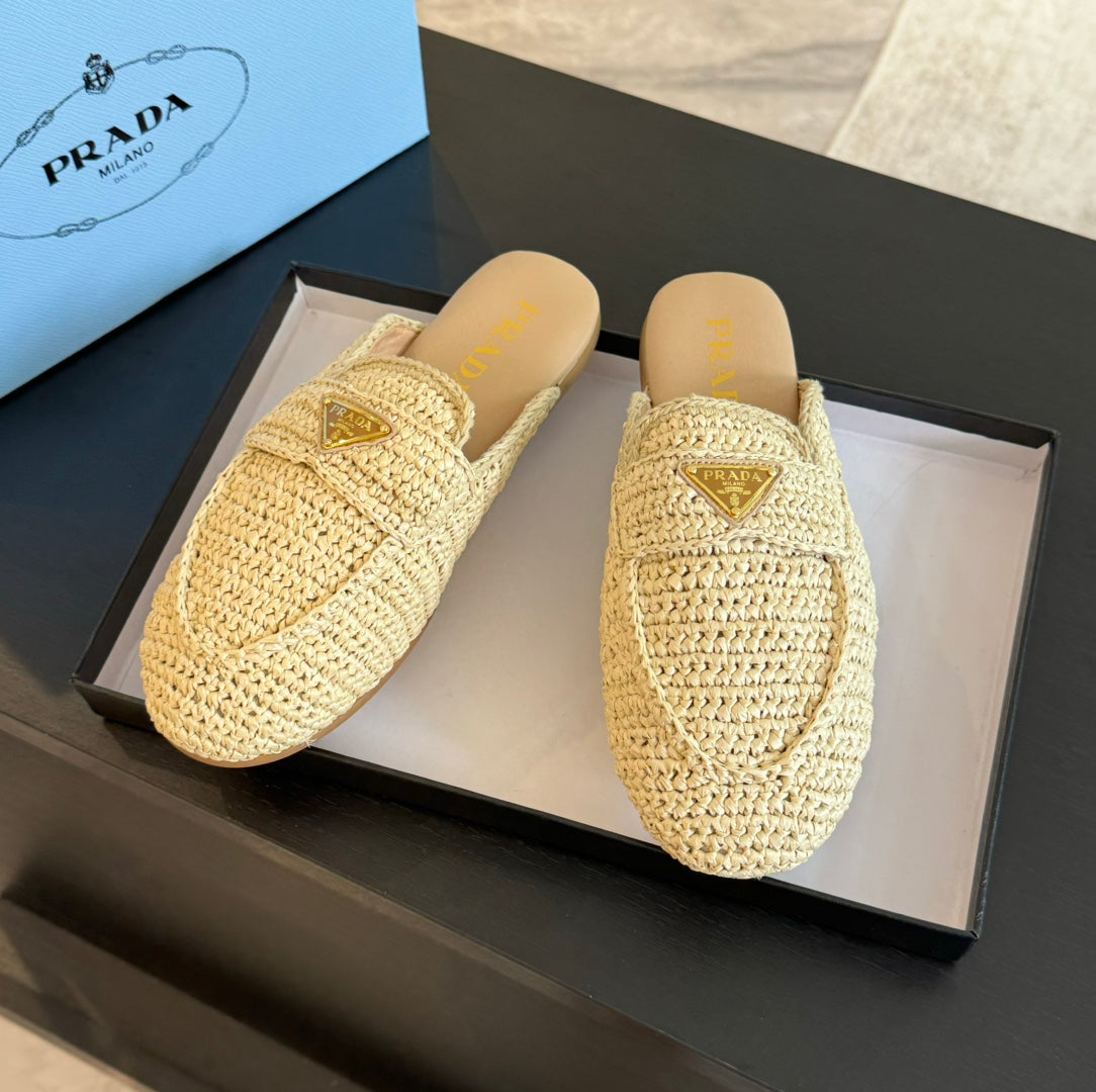 PRA CROCHET SPECIAL MULES BEIGE LAMBSKIN - 35