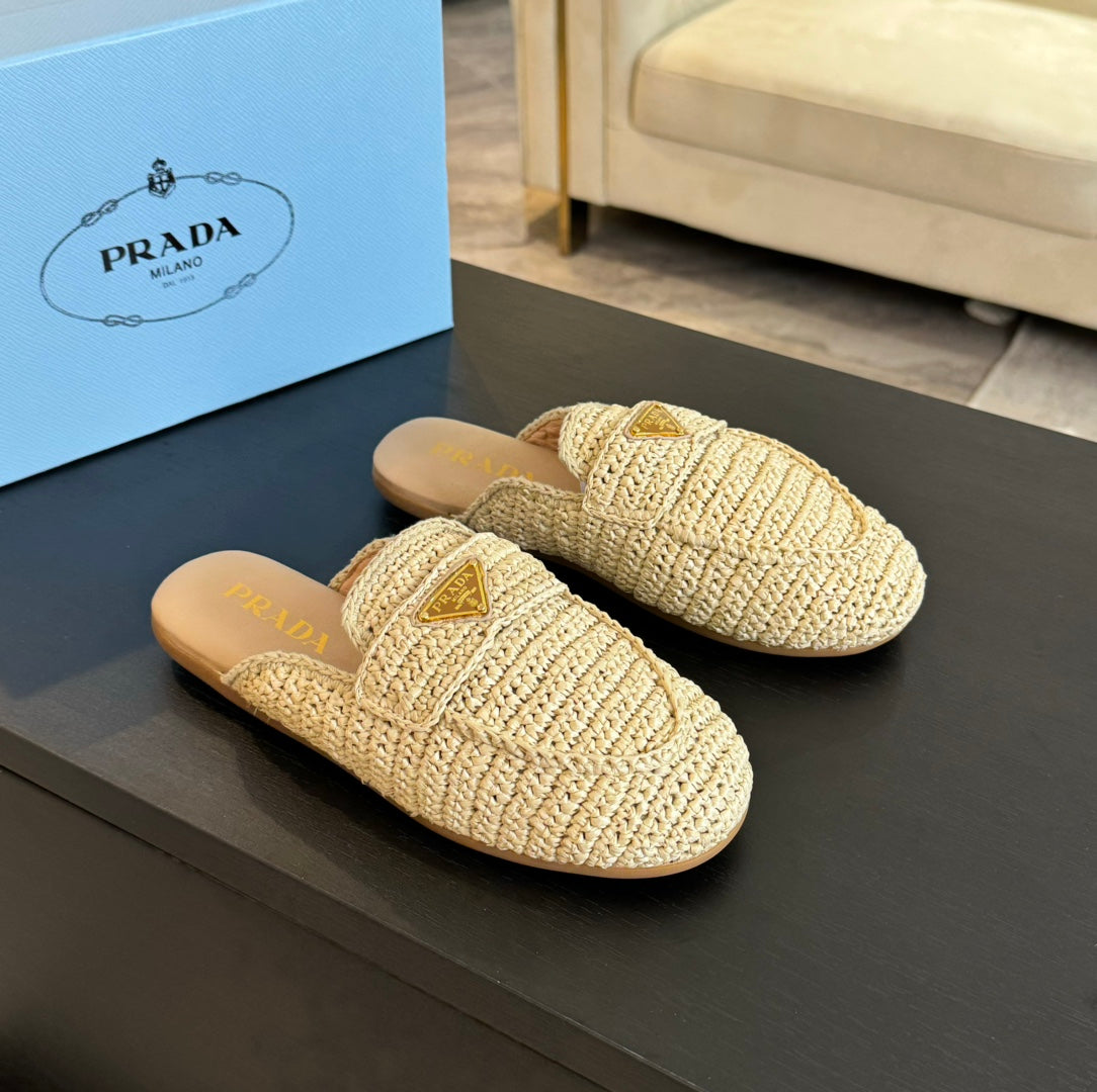 PRA CROCHET SPECIAL MULES BEIGE LAMBSKIN - 35