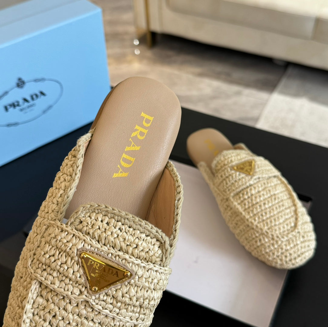PRA CROCHET SPECIAL MULES BEIGE LAMBSKIN - 35