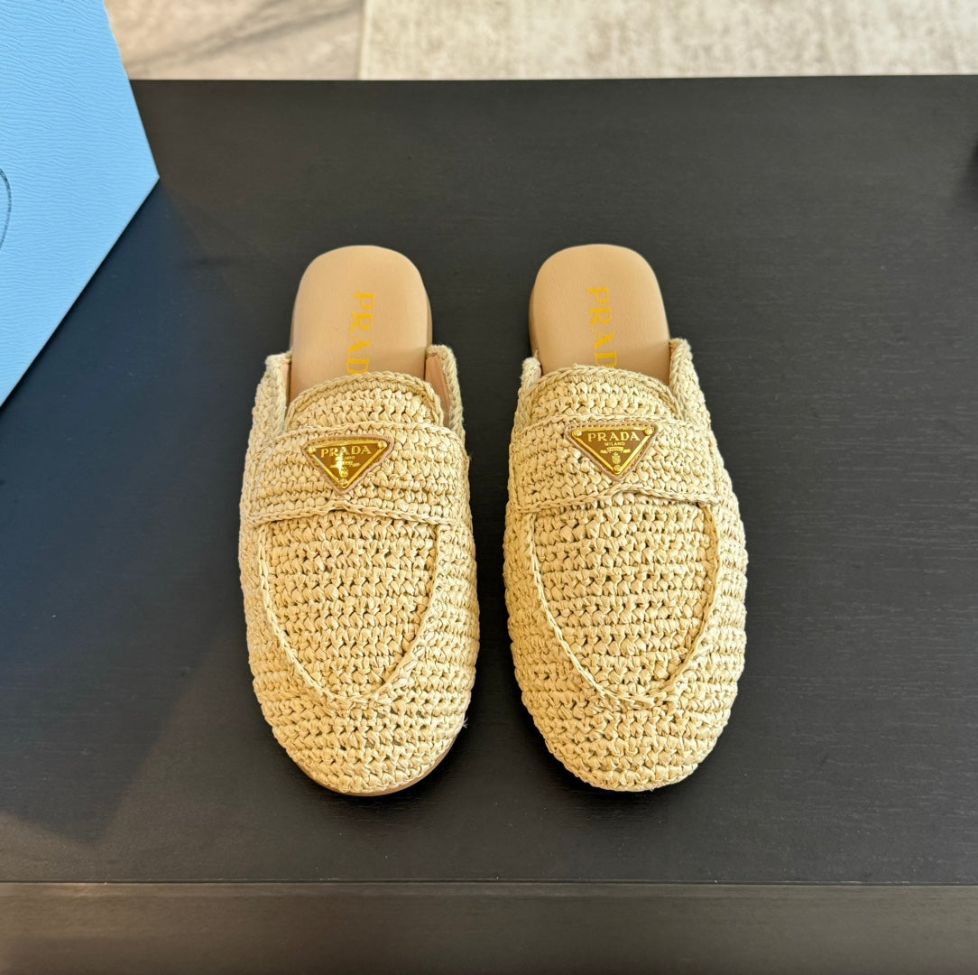 PRA CROCHET SPECIAL MULES BEIGE LAMBSKIN - 35