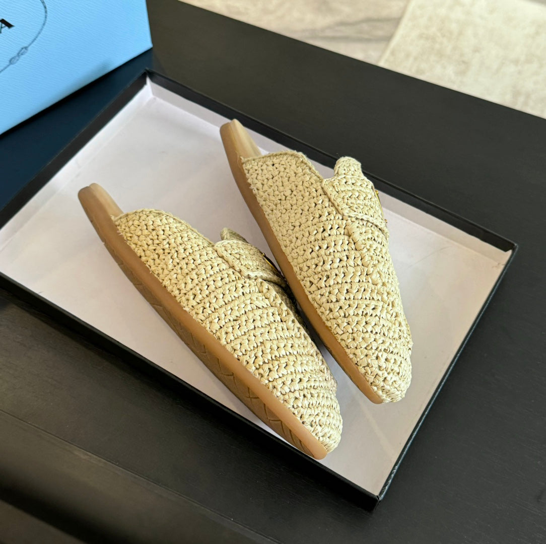 PRA CROCHET SPECIAL MULES BEIGE LAMBSKIN - 35
