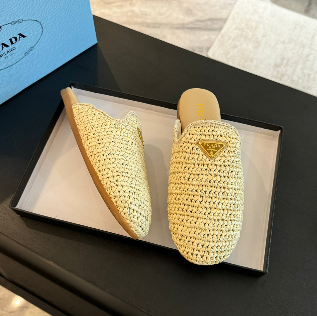 PRA CROCHET MULES BEIGE LAMBSKIN - 35