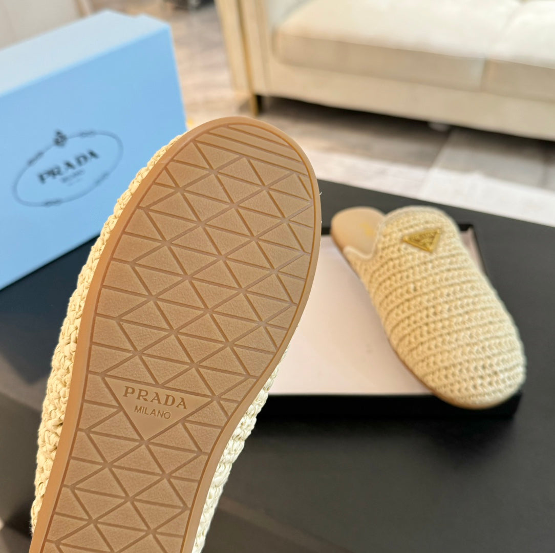 PRA CROCHET MULES BEIGE LAMBSKIN - 35