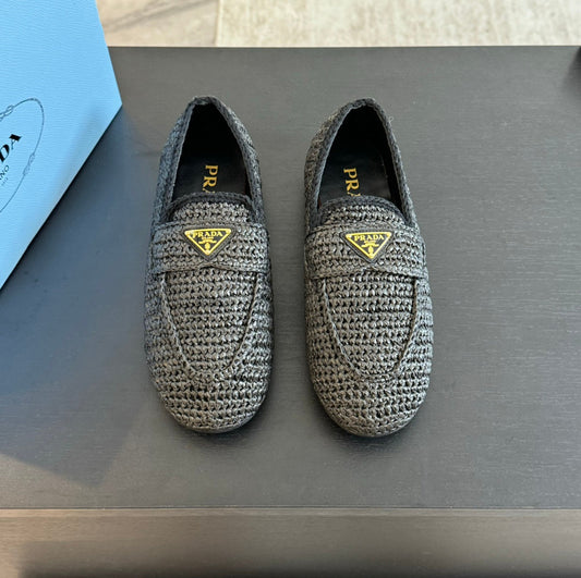 PRA CROCHET LOAFERS BLACK CALFSKIN - 35