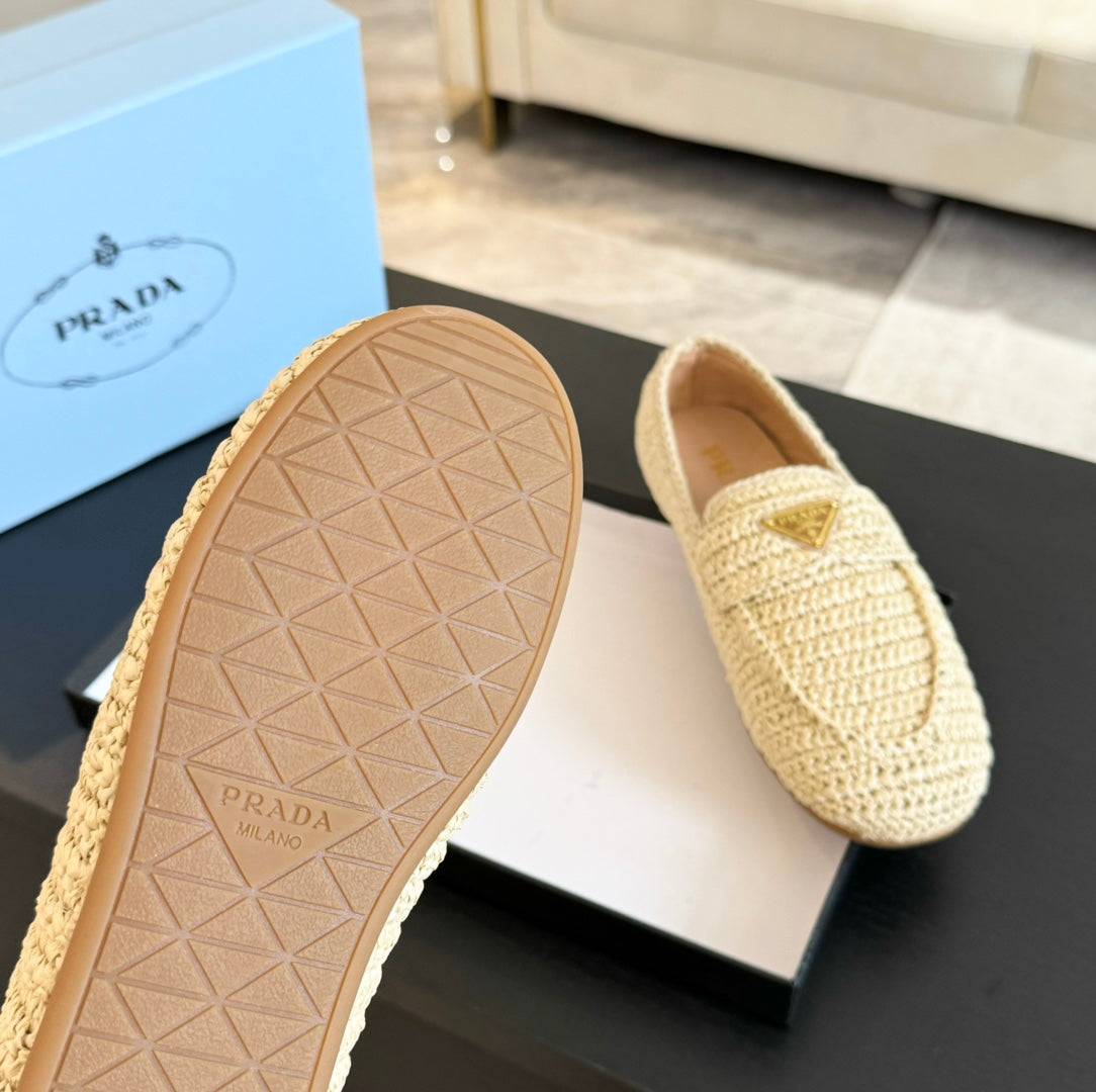 PRA CROCHET LOAFERS PASTEL YELLOW CALFSKIN - 35