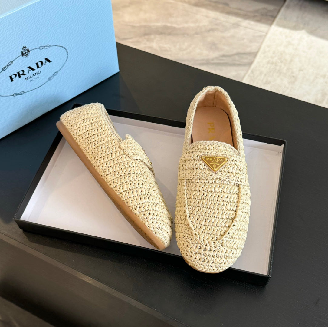 PRA CROCHET LOAFERS PASTEL YELLOW CALFSKIN - 35