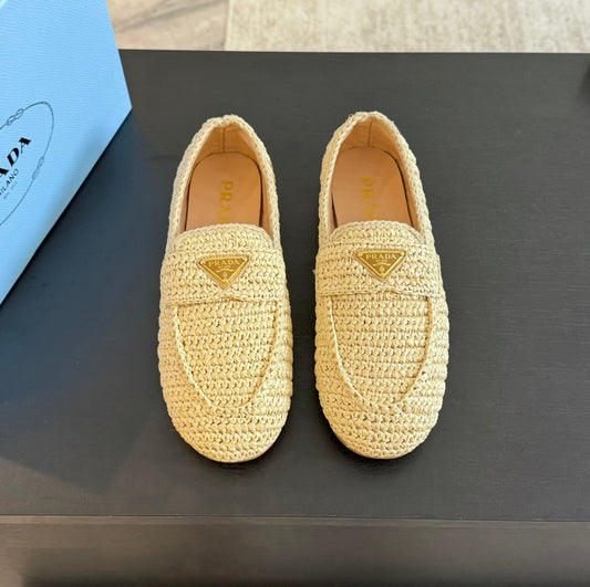 PRA CROCHET LOAFERS PASTEL YELLOW CALFSKIN - 35