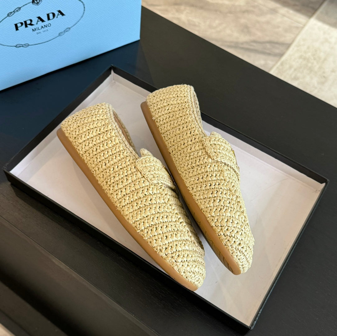 PRA CROCHET LOAFERS PASTEL YELLOW CALFSKIN - 35