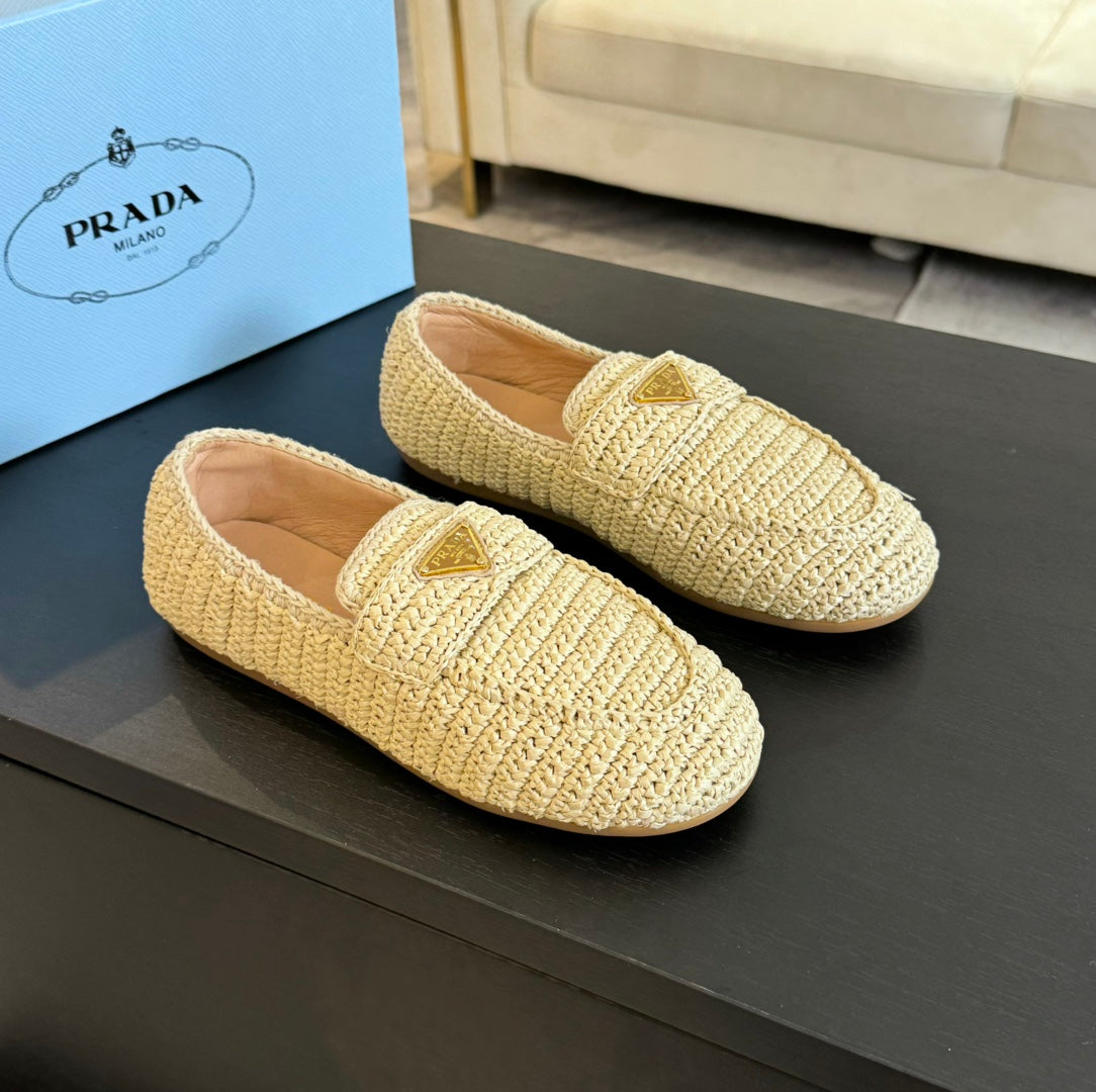 PRA CROCHET LOAFERS PASTEL YELLOW CALFSKIN - 35
