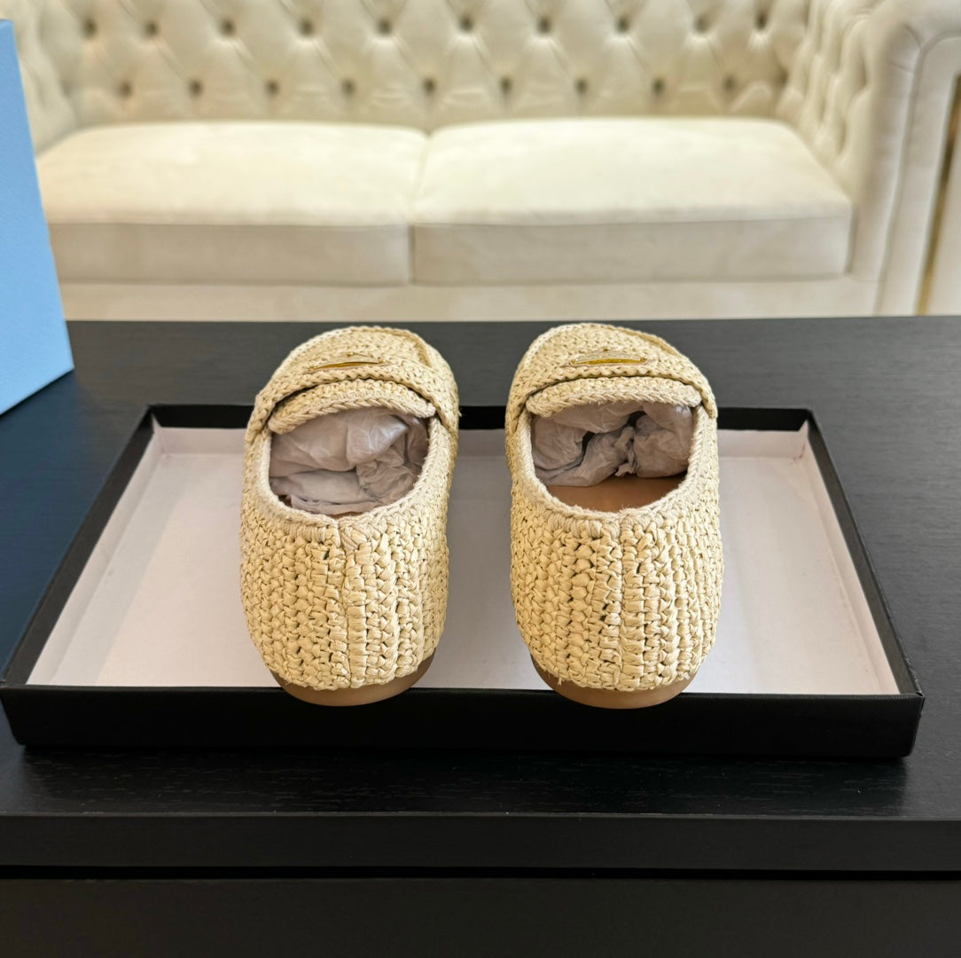 PRA CROCHET LOAFERS PASTEL YELLOW CALFSKIN - 35