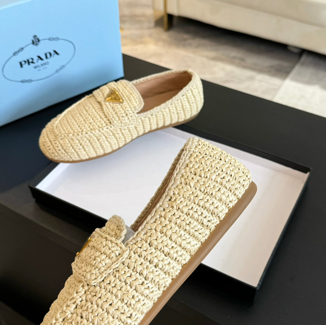 PRA CROCHET LOAFERS PASTEL YELLOW CALFSKIN - 35