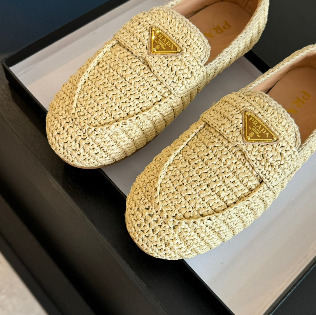PRA CROCHET LOAFERS PASTEL YELLOW CALFSKIN - 35