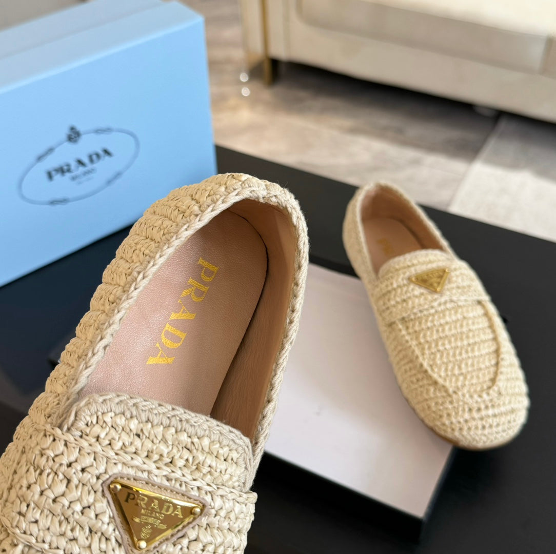 PRA CROCHET LOAFERS PASTEL YELLOW CALFSKIN - 35