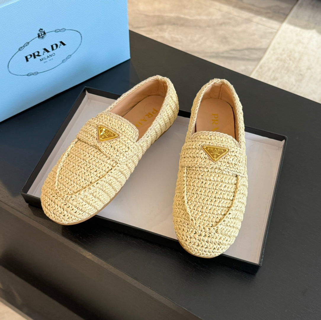 PRA CROCHET LOAFERS PASTEL YELLOW CALFSKIN - 35
