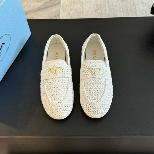PRA CROCHET LOAFERS WHITE CALFSKIN - 35