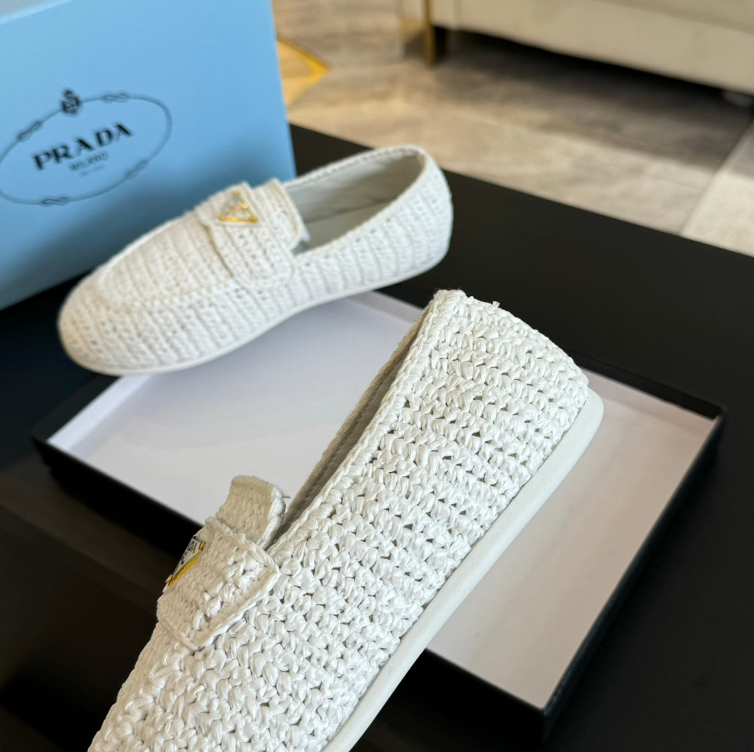 PRA CROCHET LOAFERS WHITE CALFSKIN - 35