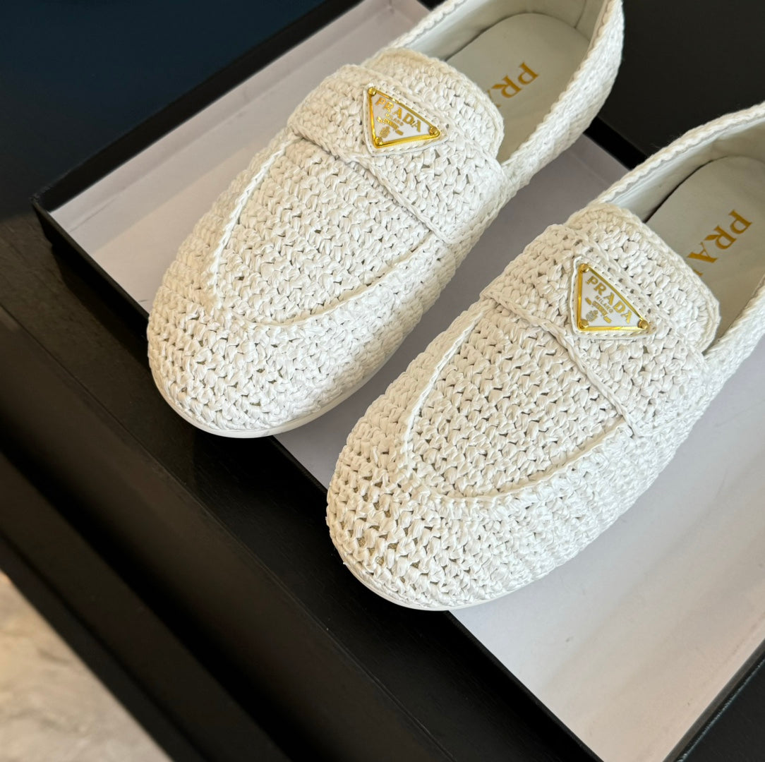 PRA CROCHET LOAFERS WHITE CALFSKIN - 35