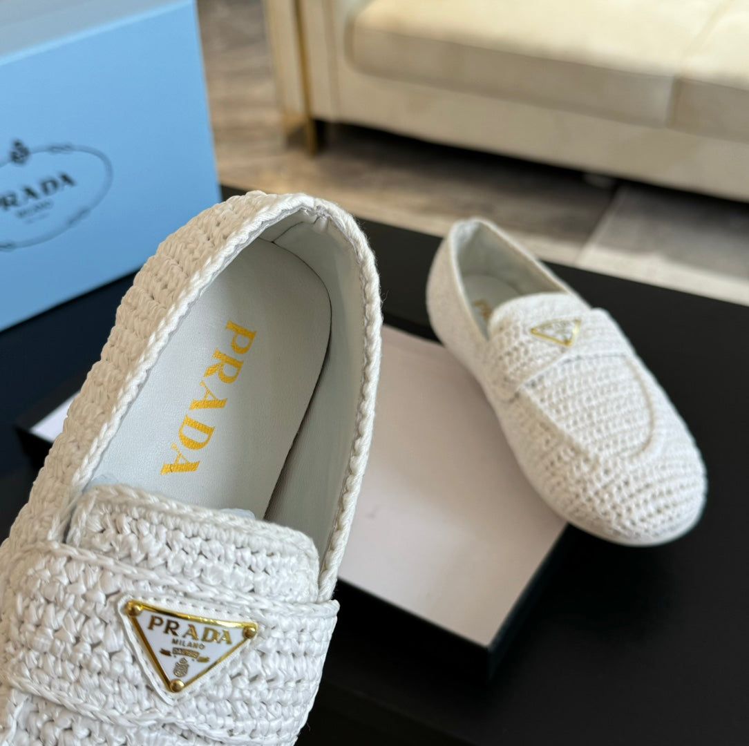 PRA CROCHET LOAFERS WHITE CALFSKIN - 35