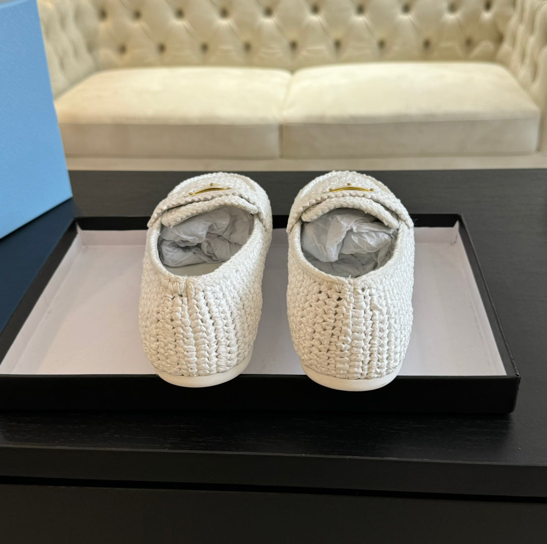 PRA CROCHET LOAFERS WHITE CALFSKIN - 35