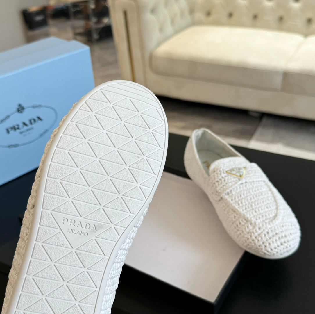 PRA CROCHET LOAFERS WHITE CALFSKIN - 35