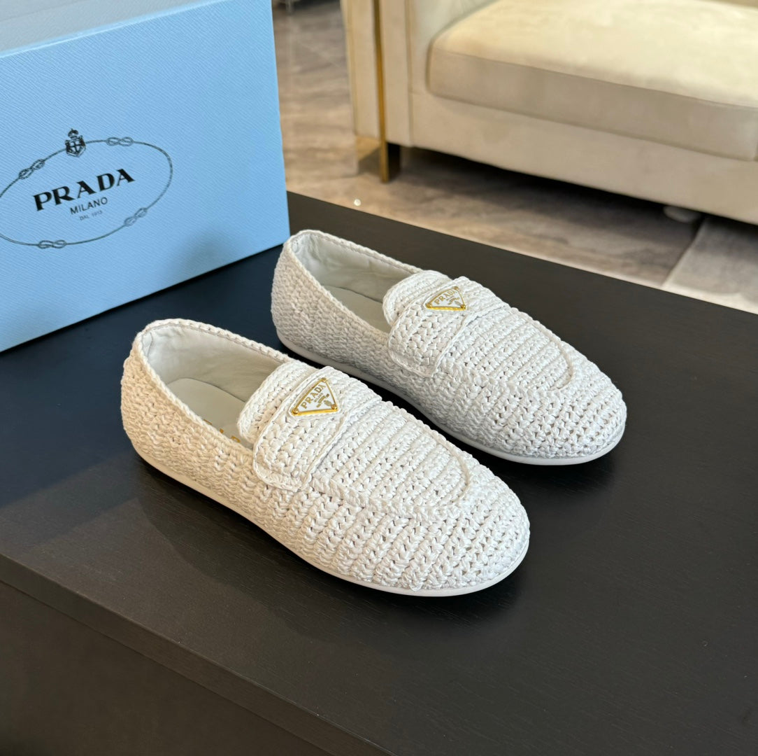 PRA CROCHET LOAFERS WHITE CALFSKIN - 35