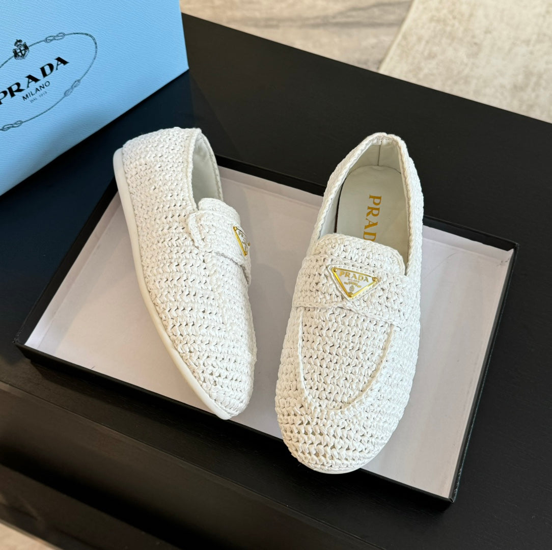 PRA CROCHET LOAFERS WHITE CALFSKIN - 35