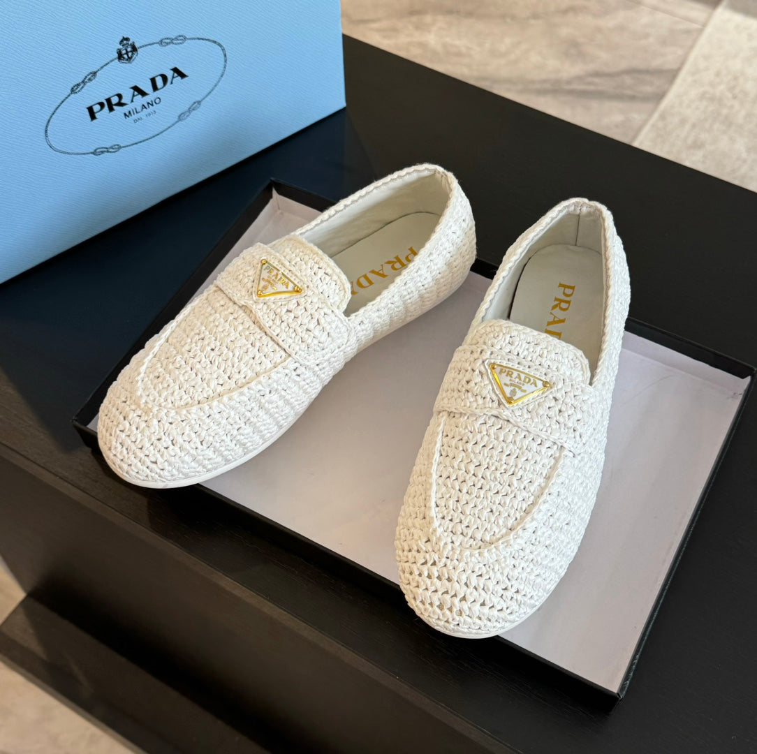 PRA CROCHET LOAFERS WHITE CALFSKIN - 35