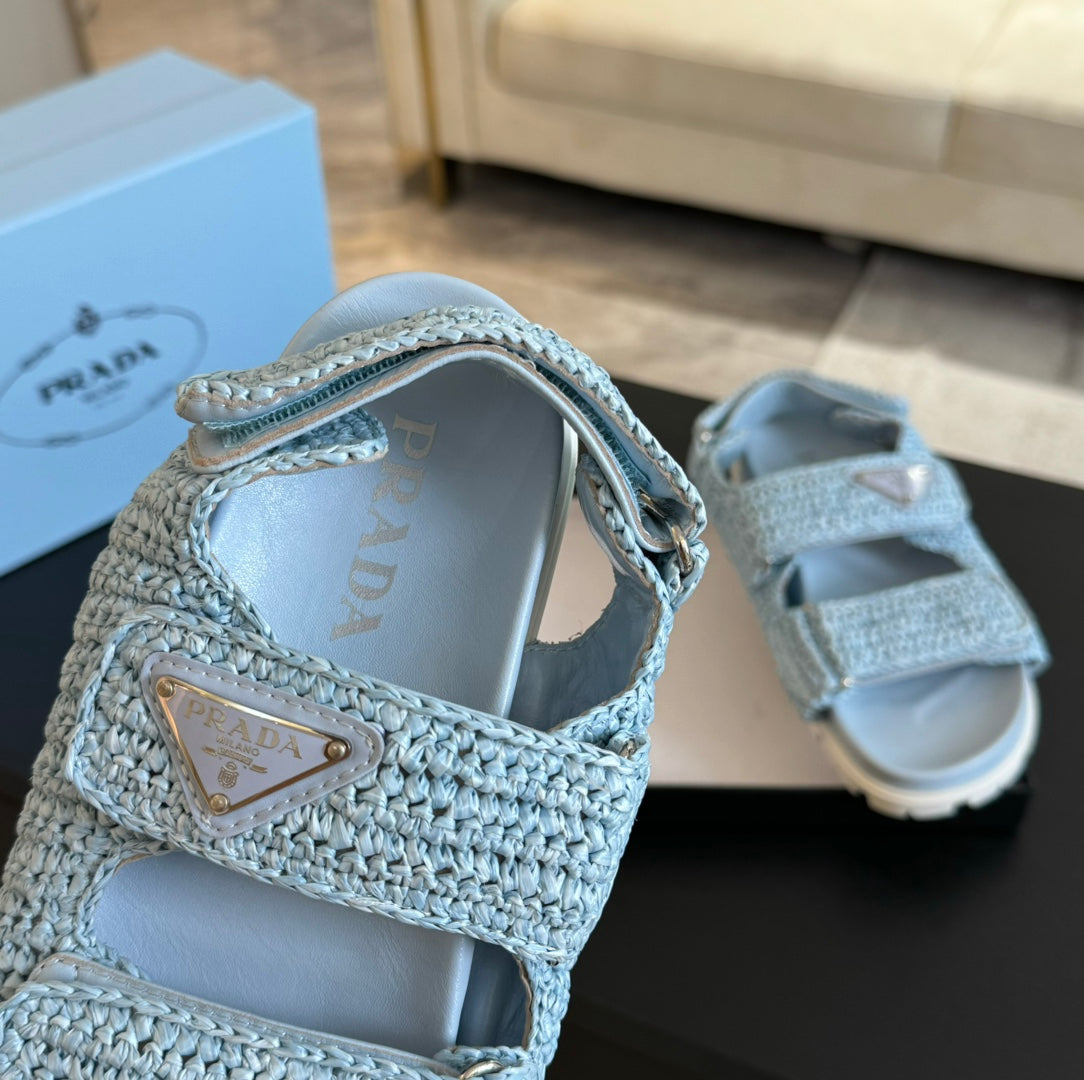 PRA CROCHET SANDALS SKY CALFSKIN - 35