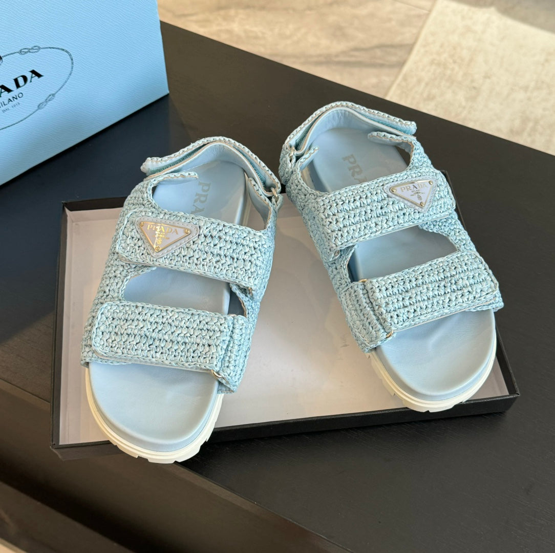 PRA CROCHET SANDALS SKY CALFSKIN - 35